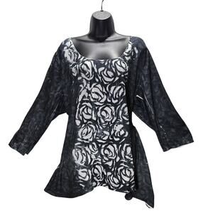 Live And Let Live 3X Floral Sharkbite Tunic Lagenlook Fairy Goth Boho Plus